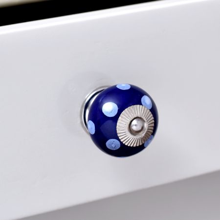 Navy Blue White Polka Dot Knob