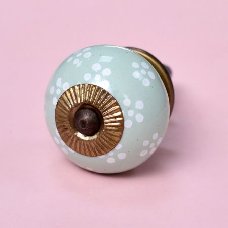 Sage Green Dotted Ceramic Cabinet Knob Online