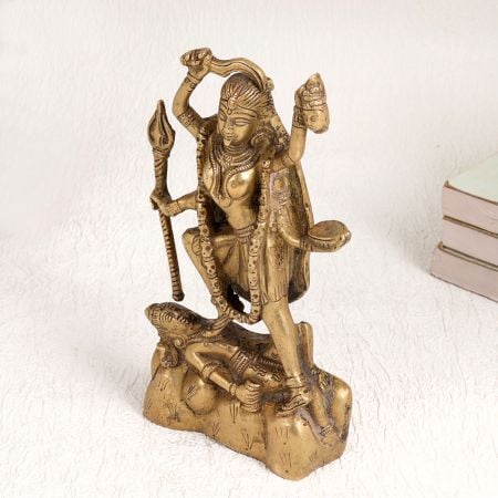 Goddess Maa Kaali Standing on Lord Shiva Brass Statue