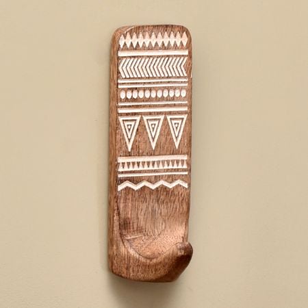 Wooden Brown White No Drill Wall Hook
