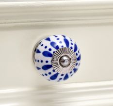 White & Blue Ceramic Floral Knob