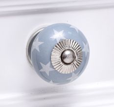 Light Grey White Tiny Star Pattern Cabinet Knobs