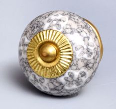White Floral Crackle Cabinet Ceramic Knob