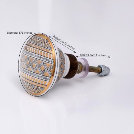 Golden Border Pattern Flat Ceramic Cabinet Knob