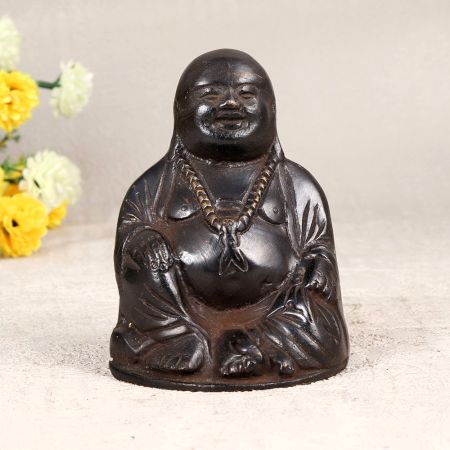 Handmade Dark Finish Laughing Buddha Made of Finest Brass