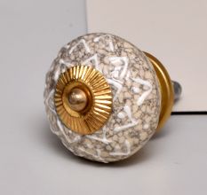 Cream Embossed Detailed Design Ceramic Cabinet Knob
