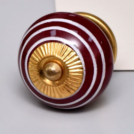 Cherry White Striped Knob