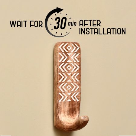 Brown Wooden Adhesive Hooks for Painted Walls - Pack of 3