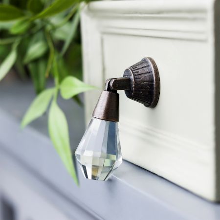 Handmade Clear Octagon Teardrop Glass Pull Cabinet Knob