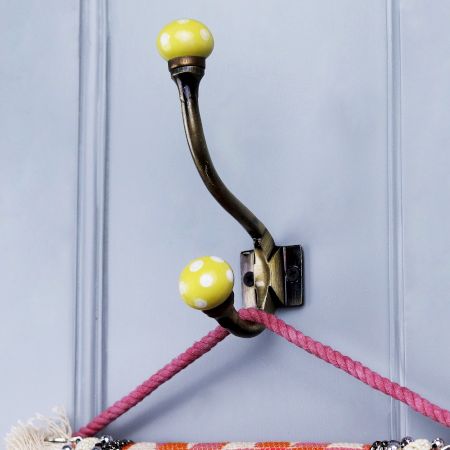 Multicolor Ceramic Iron Heavy Duty Wall Hook 6 Pieces