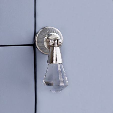 Clear Octagon Teardrop Glass Pull Cabinet Knob