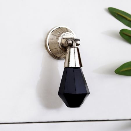 Black Octagon Teardrop Glass Pull Cabinet Knob
