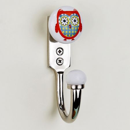 Orange Owl Ceramic Flat Hook