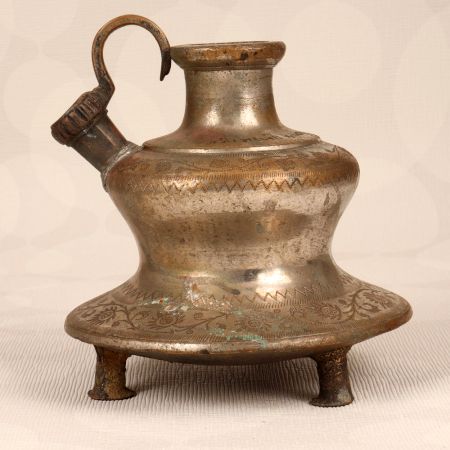 Vintage Engraved Brass Hookah Base for Flower Decoration