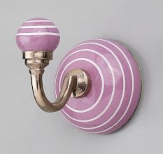 White And Lavender Striped Wall Hooks