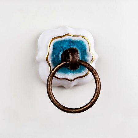 Sea Green Solid Gold Line Ceramic  Dresser Knobs