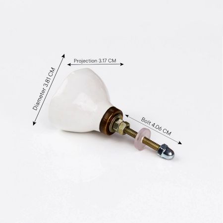 Cream Ceramic Cabinet Knob in Silver Fitting