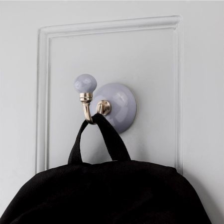 Solid Grey Round Ceramic Wall Hook