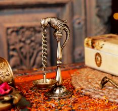 Indian Brass Parrot Hanging Diya Oil Lamp