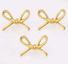 Decorative Gold Bow Hooks Wall Mounted Coat Hooks-3 Pieces