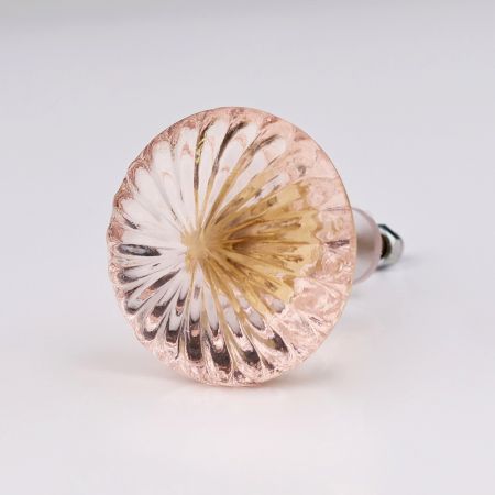 Peach Pink Big Daisy Glass Cabinet Knobs