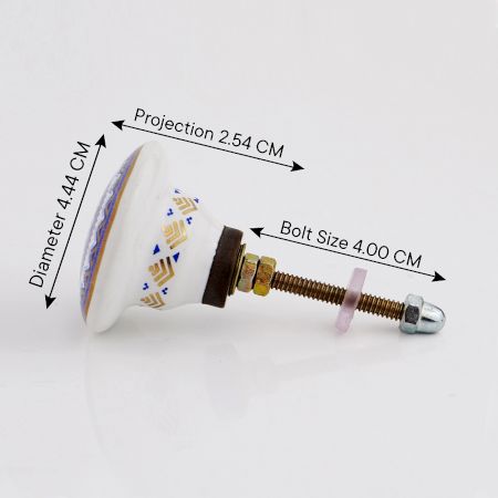 Blue and Golden Wheel Pattern Flat Ceramic Cabinet Knob