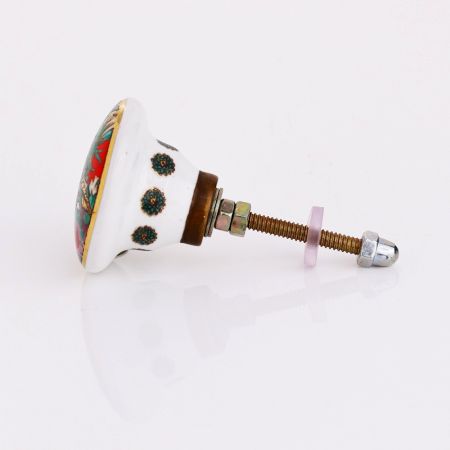 Tropical Floral Ceramic furniture Knob with gold work