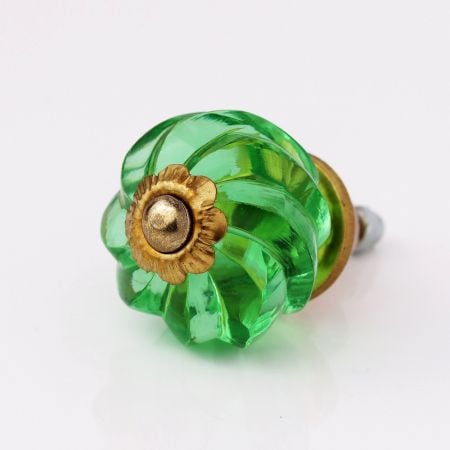 Green Interior Cut Glass Cabinet Knob