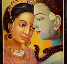 Lord Shiva and Parvati Paper Print by Kali Charan for Hanging