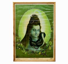 Vintage Original Paper Print of Lord Shiva for Prayer Room