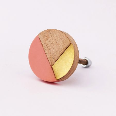 Handmade Round Wooden and Resin Knob