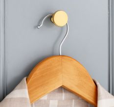 Modern Round Brass Wall Hooks In Golden Color-Pack of 3