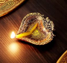 Designer Golden Metal Diwali Diya For Mandir Decoration