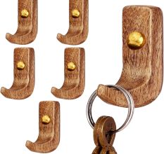 6 Pieces Small Natural Wooden Wall Hooks