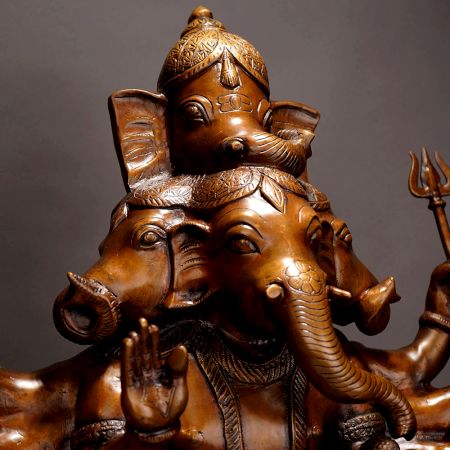 Standing Handmade Lord Ganesha Brass Statue for Home Decor