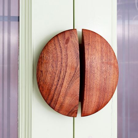 Modern Handmade Natural Wooden Door Large Handles 1 Pair (6 Inch)