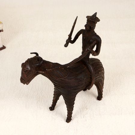 Vintage Dark Finish Brass Sheep with Rider for Home Decor
