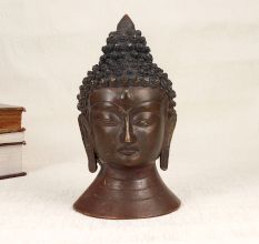 Brown Finish Handmade Buddha Head Statue Made of Brass