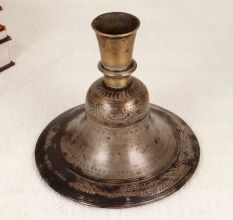 Vintage Engraved Brass Hookah Base from Hyderabad for Decor