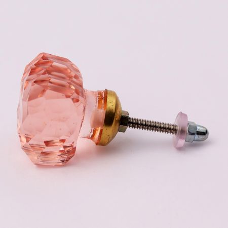 Pink Glass Square Cut Cabinet Knob