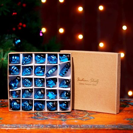 25 Pieces Turquoise Tiny Christmas Ornaments