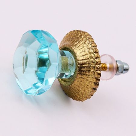 Water Octagon Shape Glass Drawer Knob