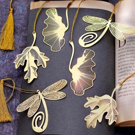 Modern Shiny Golden Bookmark for Readers and Book Lovers - Pack of 6
