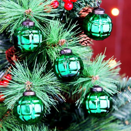 12 Pieces Decorative Glass Green Christmas Ornaments For Tree Decoration