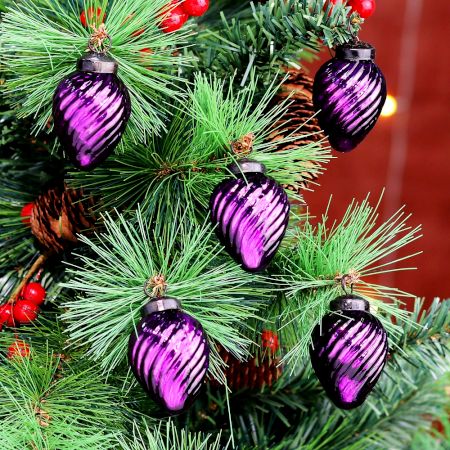 12 Pieces Glass Purple Ornaments For Tree Decoration