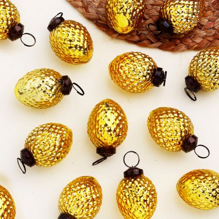 12 Pieces Decorative Glass Golden Christmas Hanging Ornaments