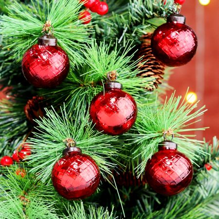 12 Pieces Decorative Red Glass Ornaments - Christmas Tree Ornaments