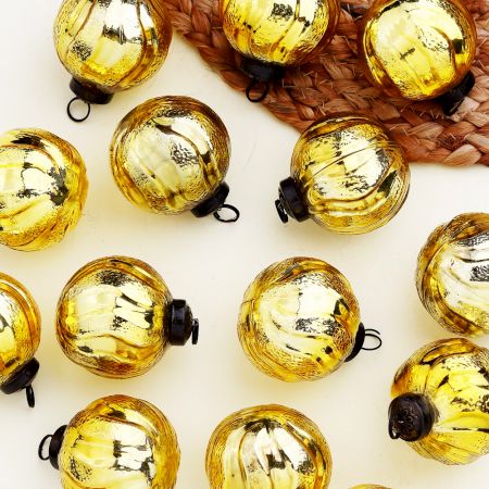 12 Pieces Modern Golden Coloured Christmas Ornaments
