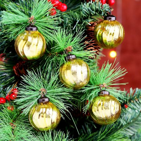 12 Pieces Modern Golden Coloured Christmas Ornaments
