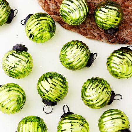 12 Pieces Decorative Lime Green Coloured Christmas Ornaments